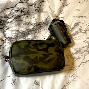 WHBM NWT camo travel case w/ sanitizer bottle
